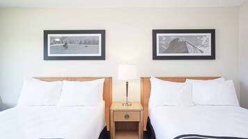 Standard Room, 2 Double Beds | Desk, laptop workspace, blackout curtains, iron/ironing board