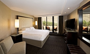 Hotel room view looking out at Hyatt Palm Springs