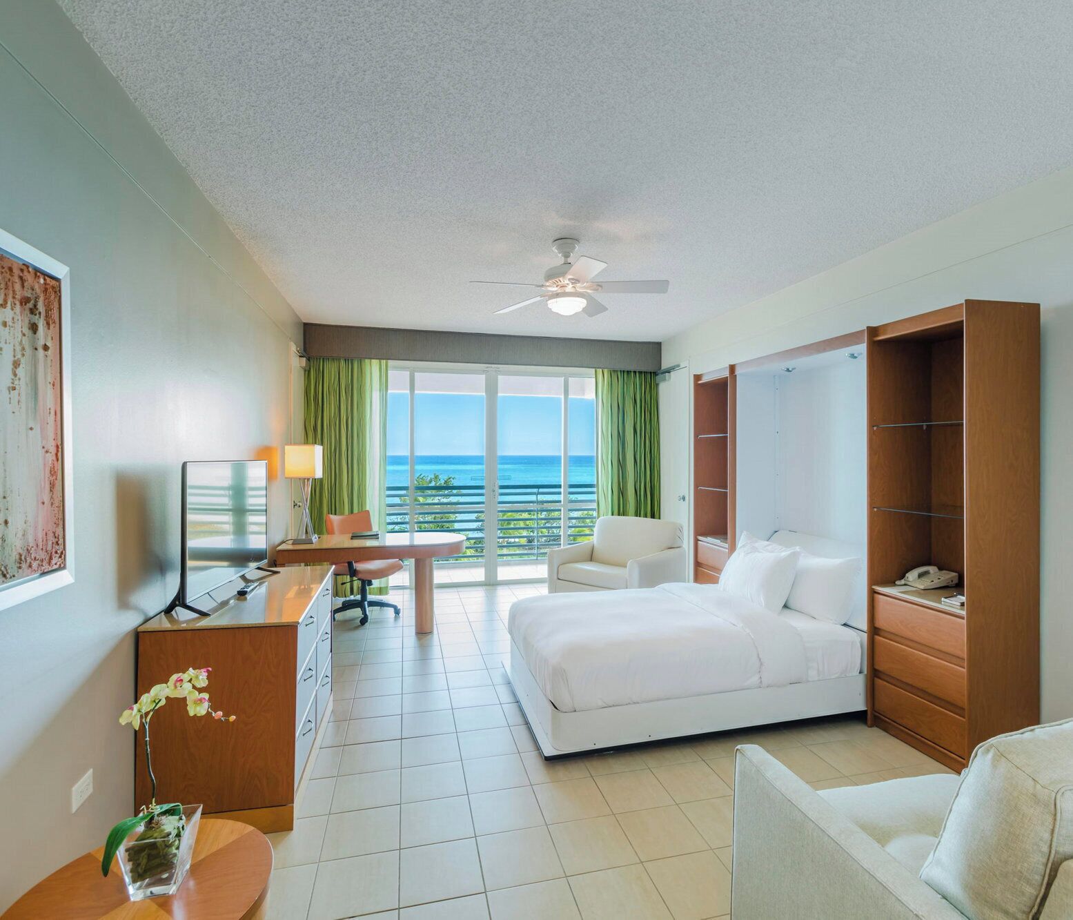 Premium bedding, in-room safe, laptop workspace, soundproofing