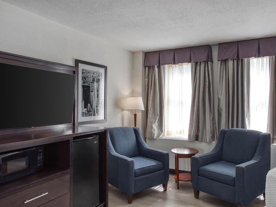 Standard Room, 1 King Bed, Non Smoking, Refrigerator & Microwave | Laptop workspace, blackout drapes, iron/ironing board