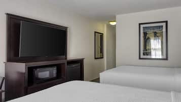 Standard Room, 2 Double Beds, Refrigerator & Microwave | Laptop workspace, blackout drapes, iron/ironing board