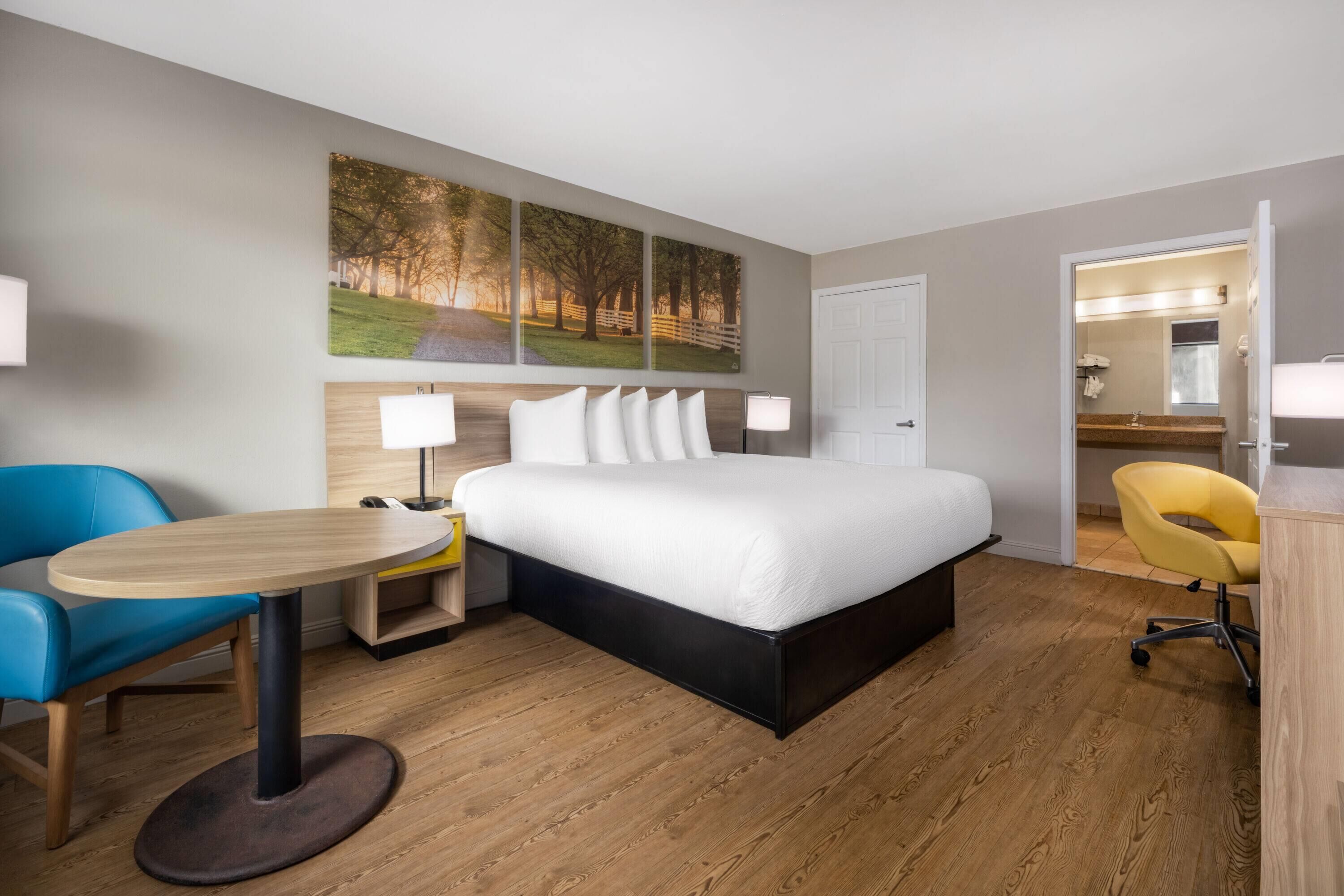 Room, 1 King Bed, Accessible, Smoking | Premium bedding, pillowtop beds, in-room safe, desk