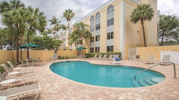 Outdoor pool, sun loungers