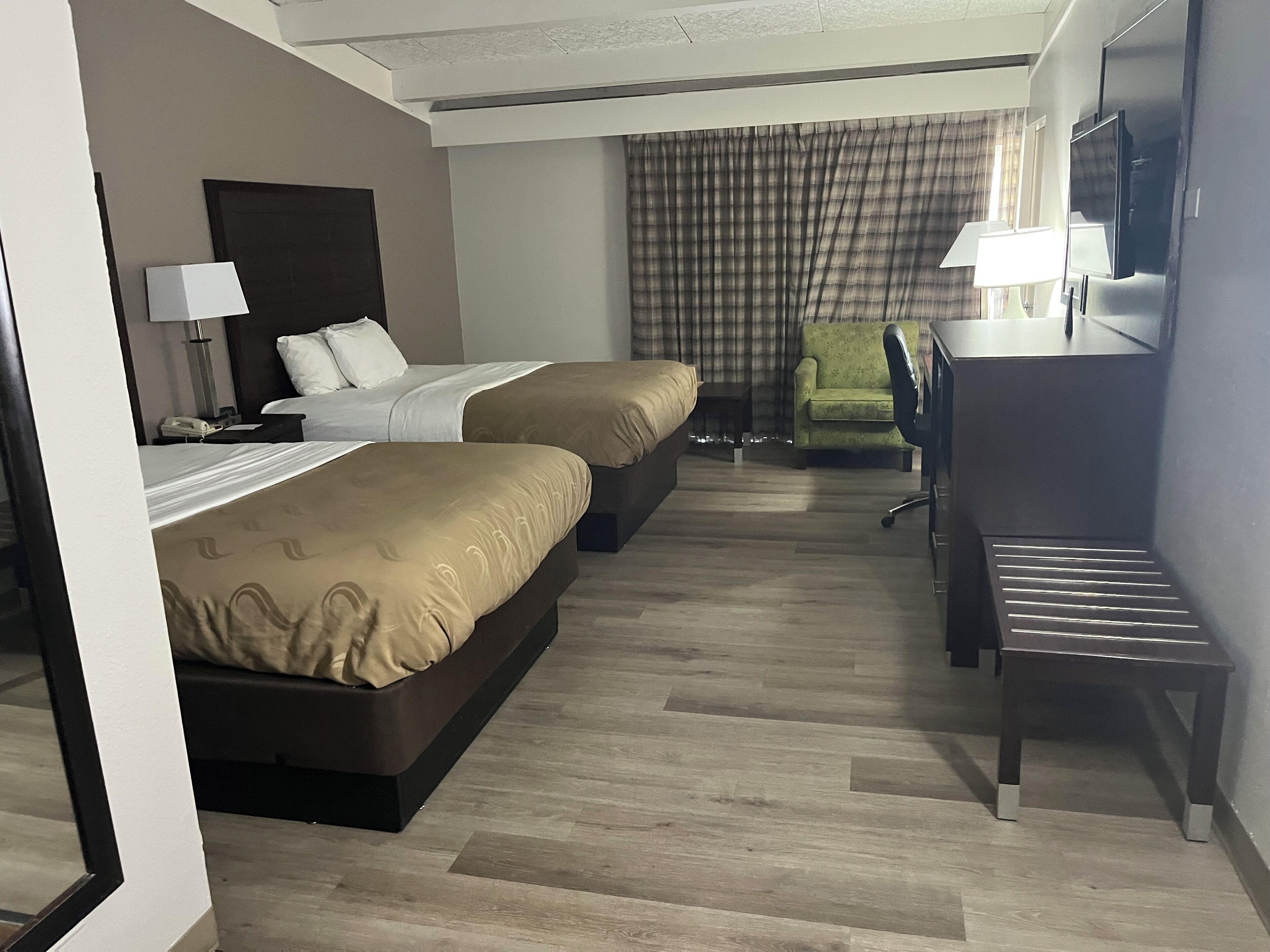 Deluxe Room, 2 Queen Beds, Non Smoking | Down comforters, desk, blackout drapes, iron/ironing board