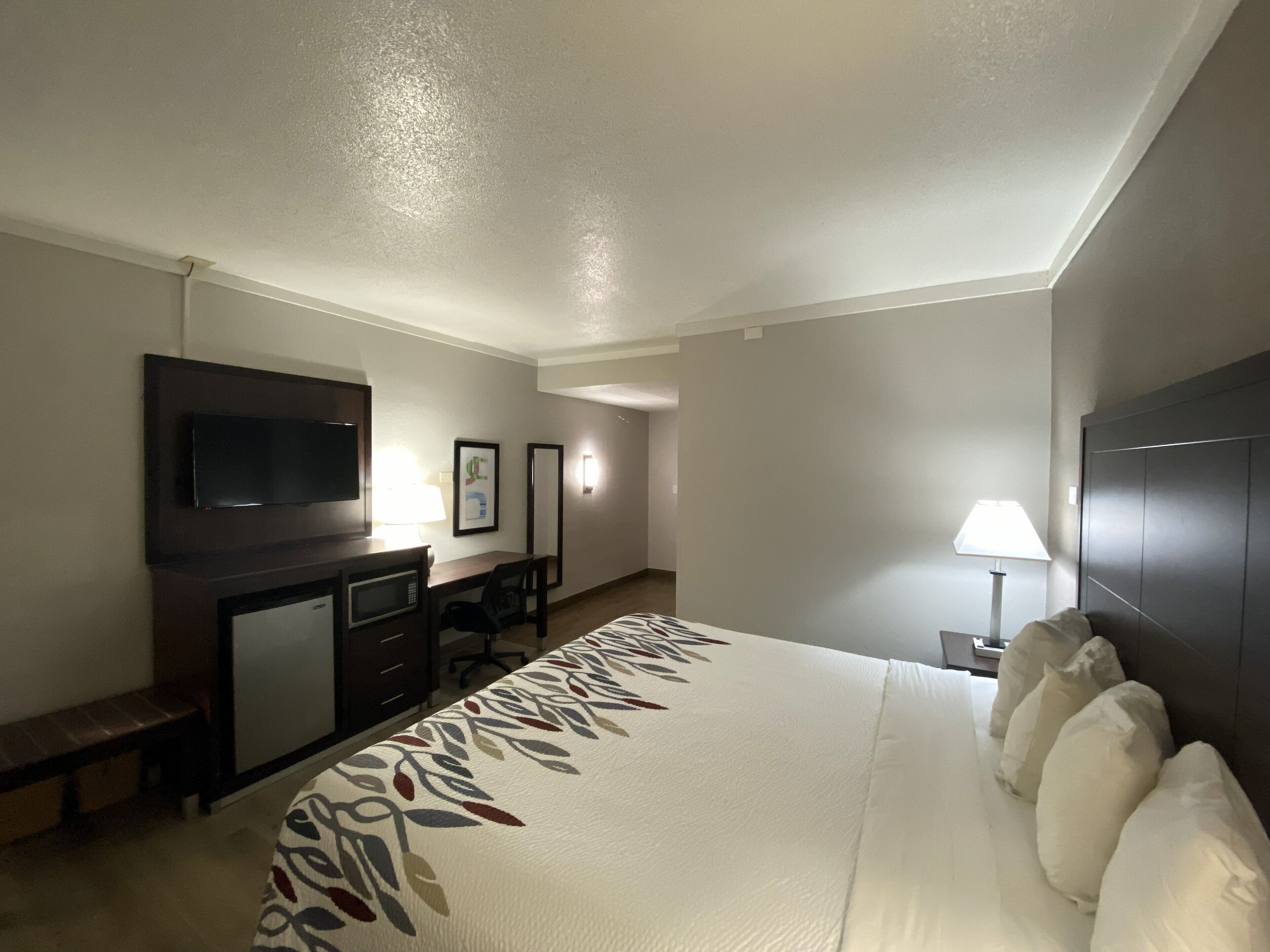 高级房, 1 张特大床, 无障碍, 无烟房 (Roll-in Shower) | 羽绒被、办公桌、 遮光窗帘、熨斗/熨衣板