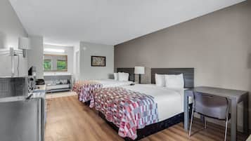 Desk, free WiFi, bed sheets