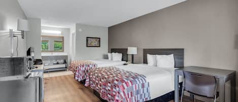 Desk, free WiFi, bed sheets