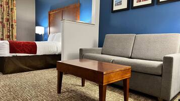 Suite, 1 King Bed with Sofa bed, Accessible, Non Smoking | Premium bedding, desk, laptop workspace, iron/ironing board