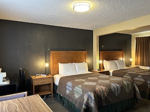 Two Queens | Desk, blackout drapes, free WiFi, bed sheets