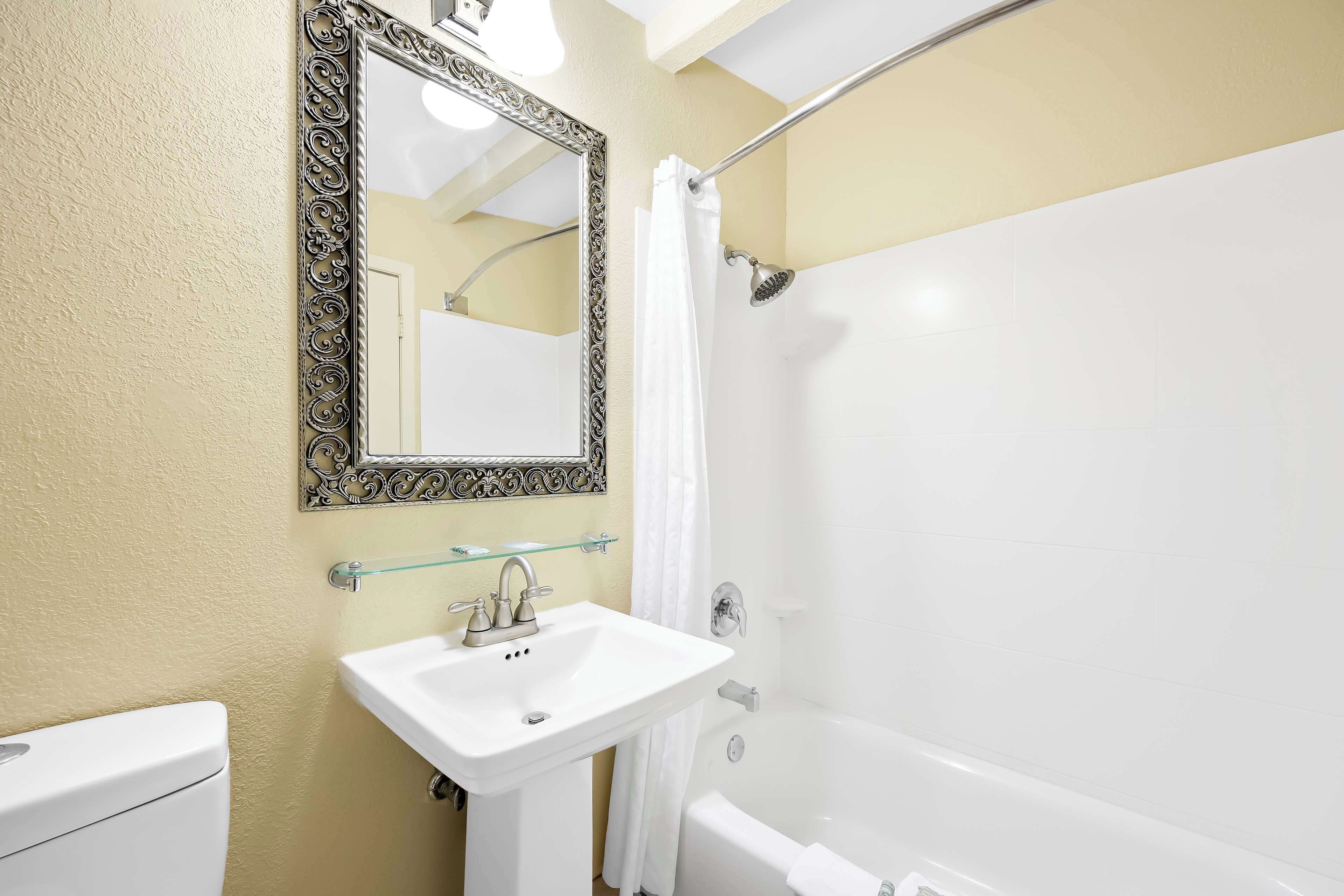 free toiletries, hair dryer, towels