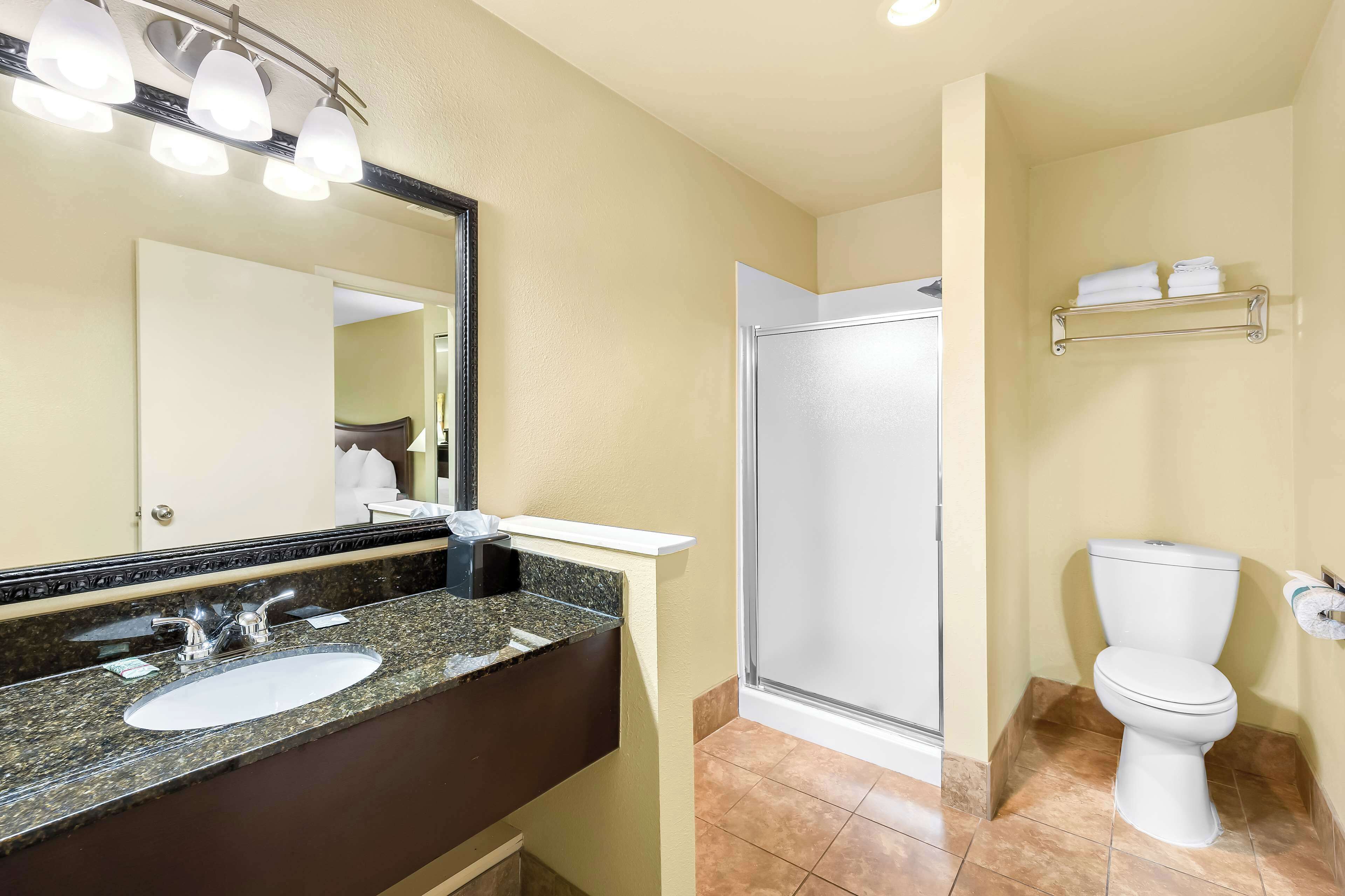 suite, 1 king bed, non smoking, jetted tub | bathroom | free toiletries, hair dryer, towels