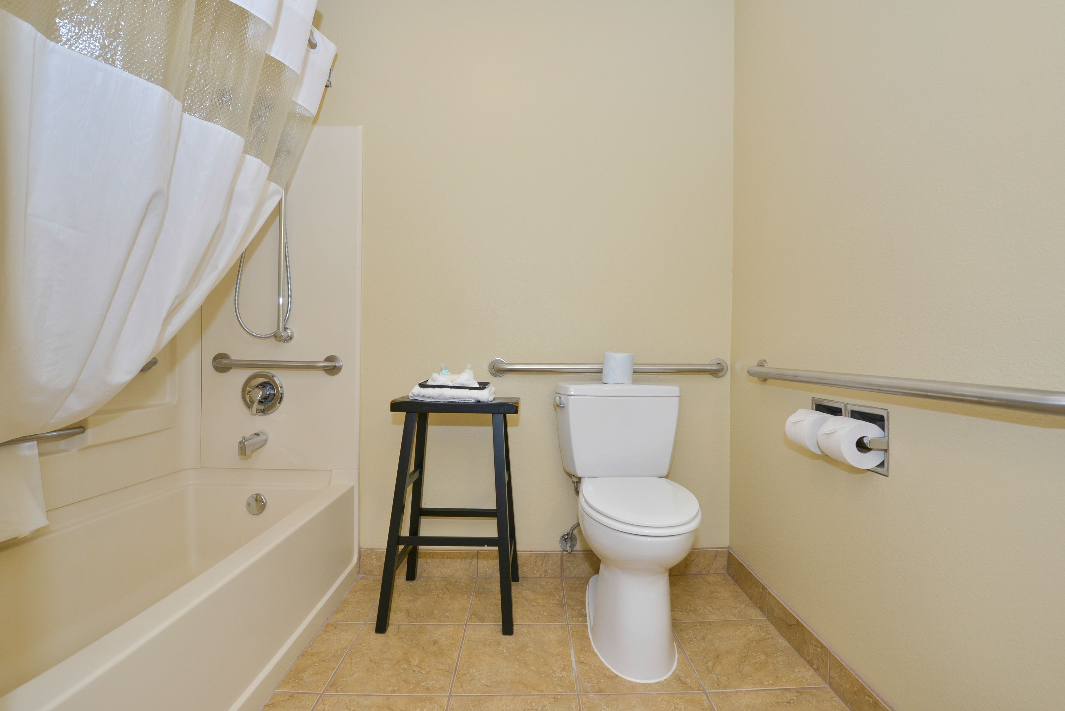 free toiletries, hair dryer, towels