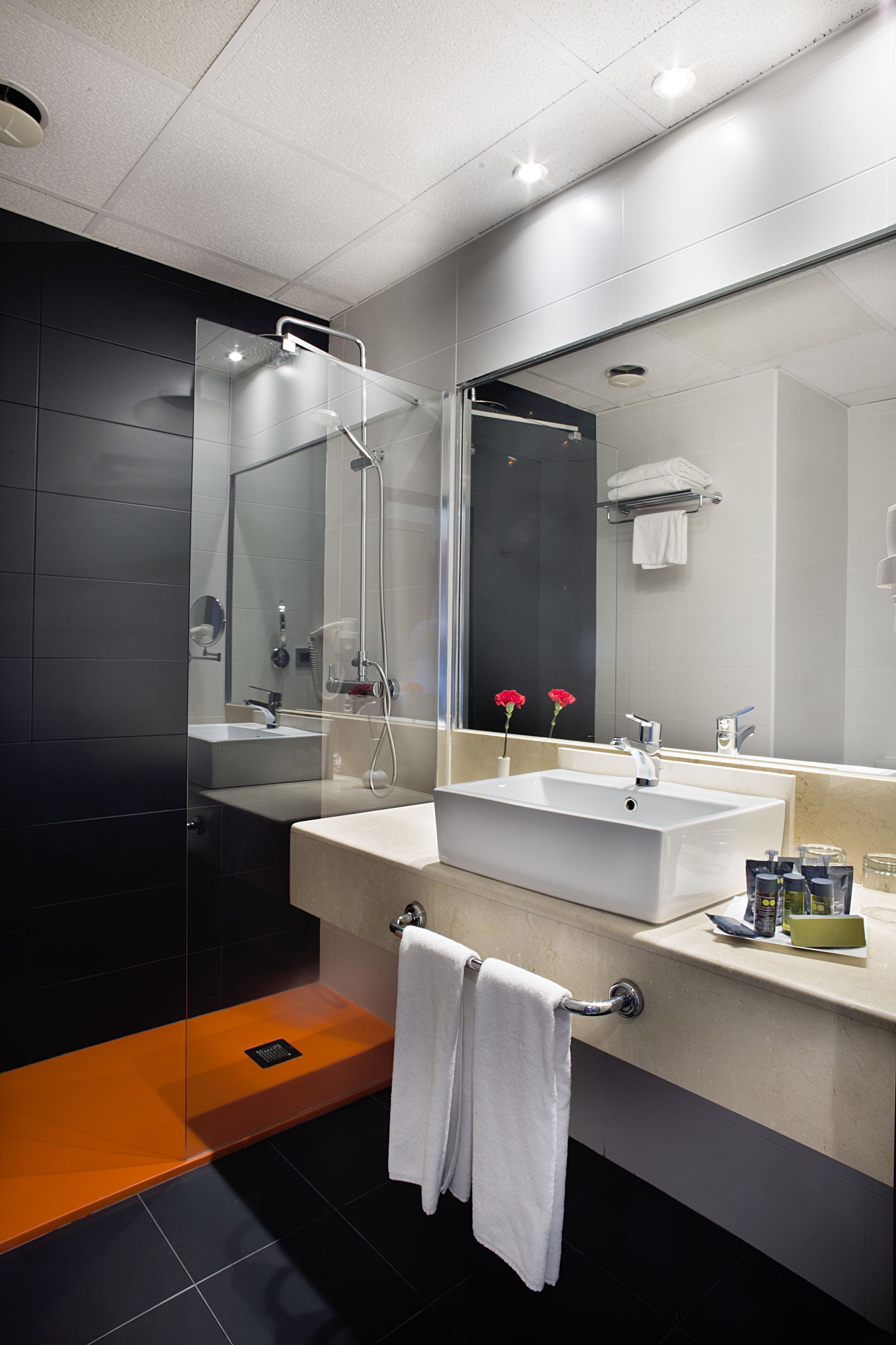 double or twin room | bathroom | combined shower/bathtub, deep-soaking bathtub, eco-friendly toiletries