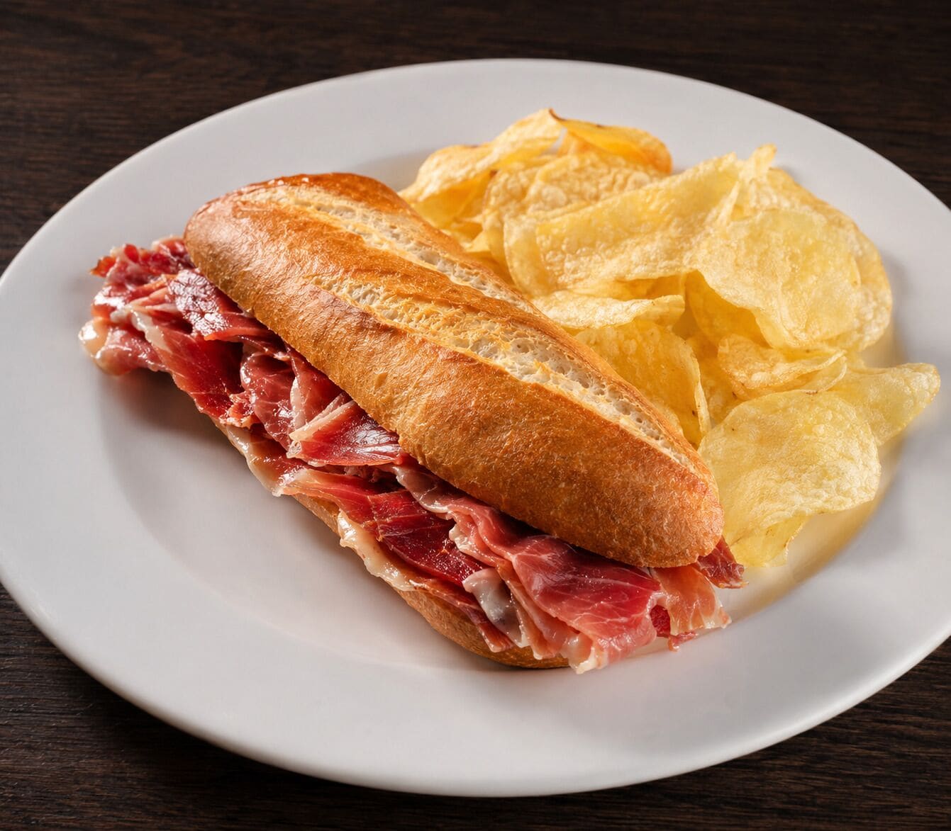 Un sándwich con papas fritas en un plato.