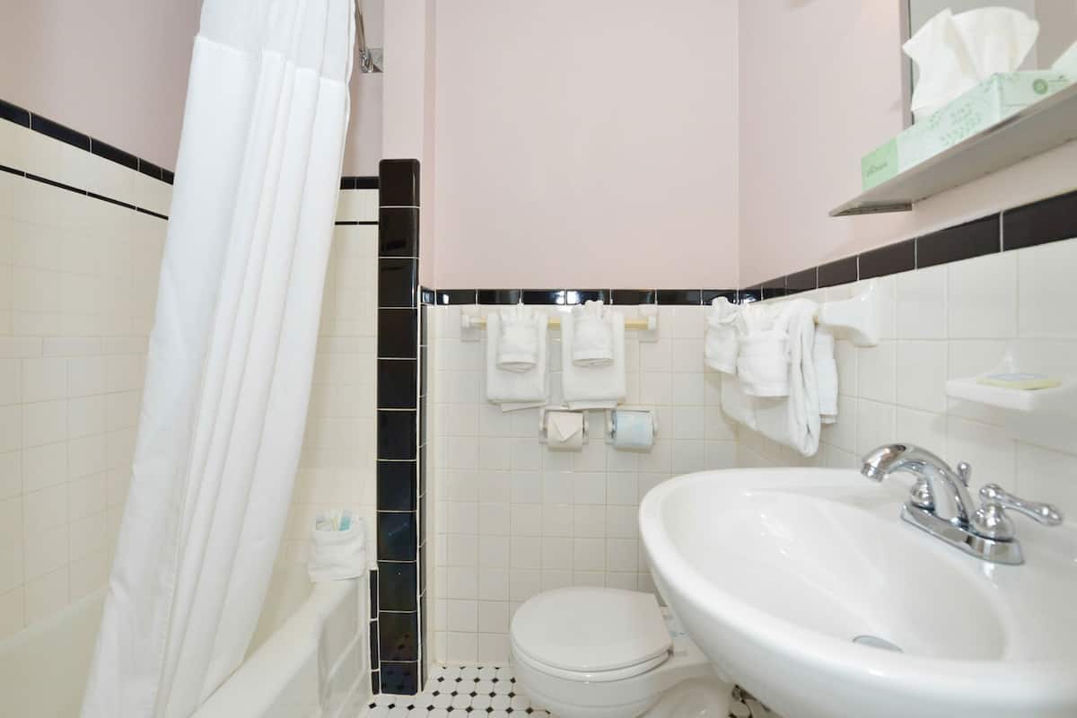 Bathroom | Combined shower/tub, free toiletries, hair dryer, towels
