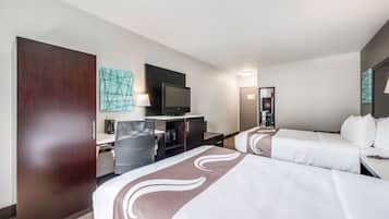 Standard Room, 2 Double Beds, Non Smoking | In-room safe, desk, iron/ironing board, cots/infant beds