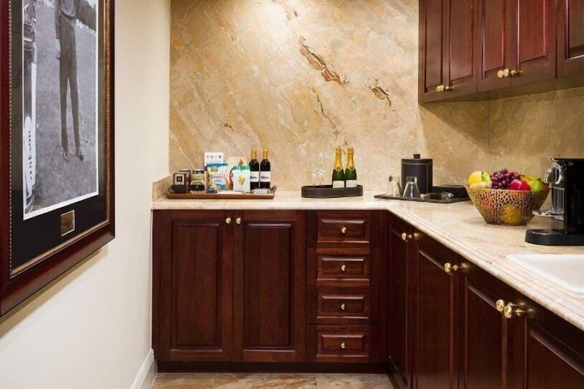 presidential suite | private kitchenette | fridge, microwave, coffee/tea maker