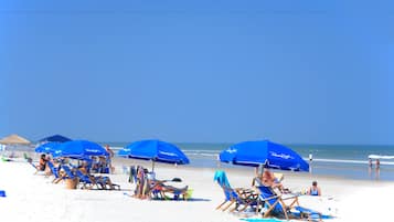 On the beach, white sand