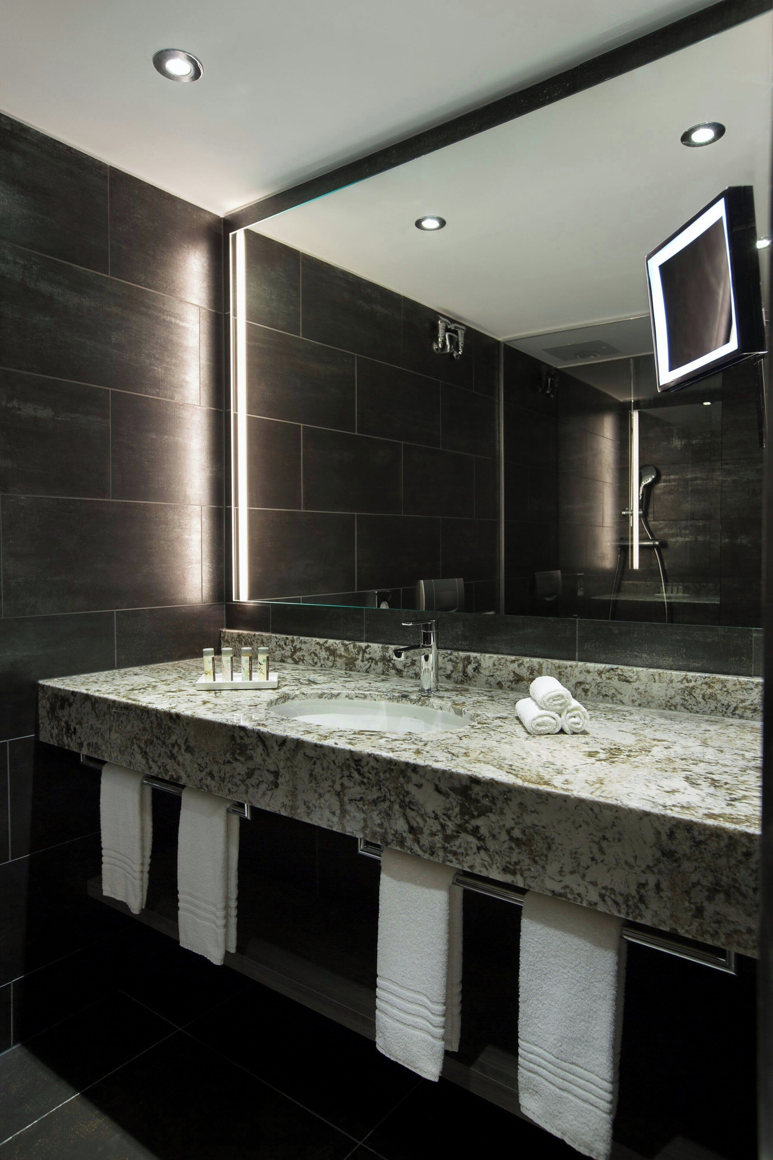 free toiletries, hair dryer, towels, soap