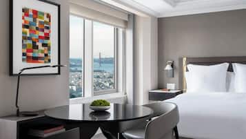 Premium bedding, down comforters, pillowtop beds, minibar