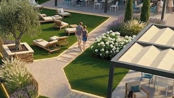 Rom – premium, 1 kingsize-seng, ikke-røyk, utsikt mot golfbane (Larger Room) | Terrasse/patio