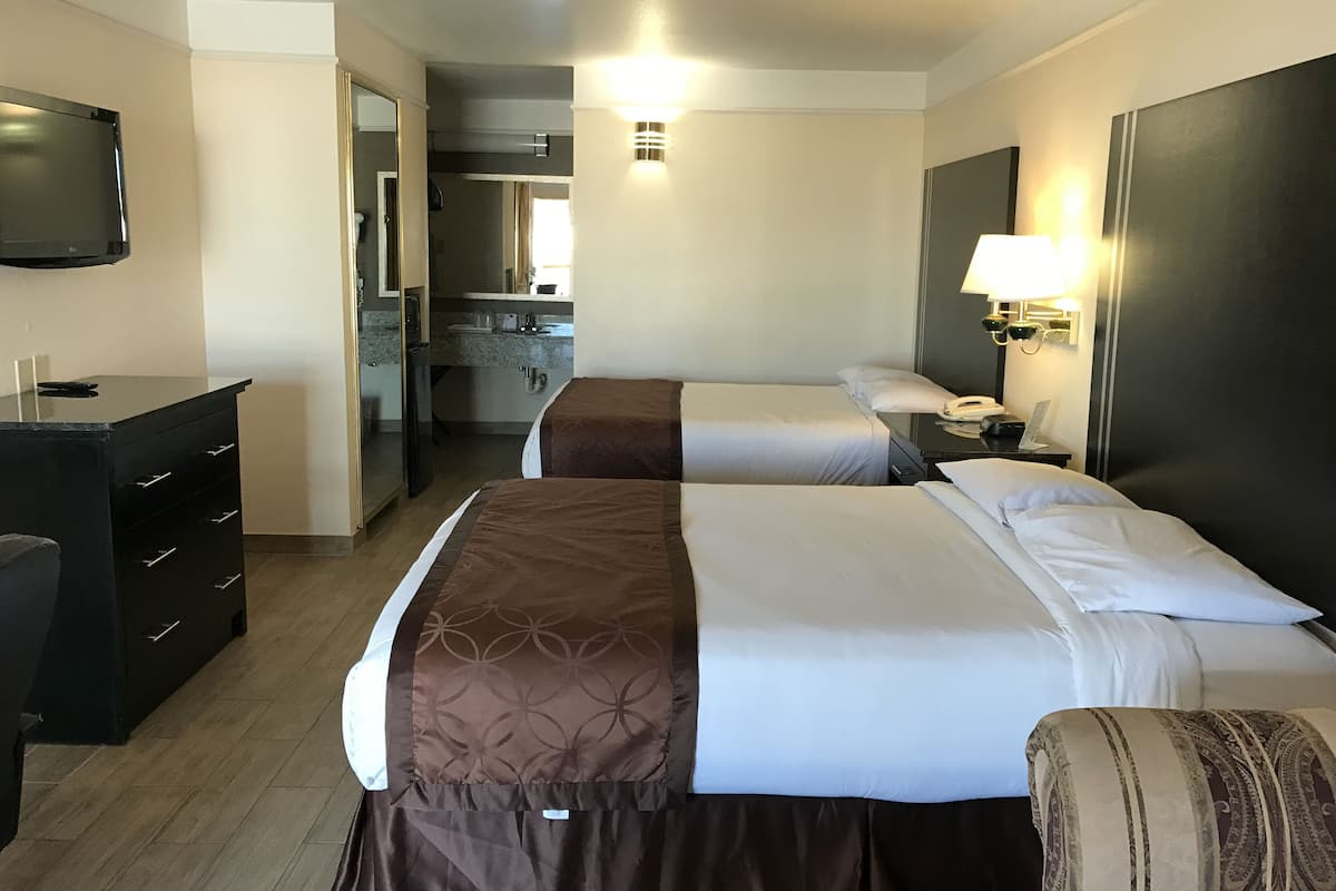 1 bedroom, desk, blackout drapes, iron/ironing board