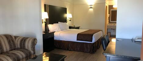 Desk, blackout drapes, iron/ironing board, free WiFi