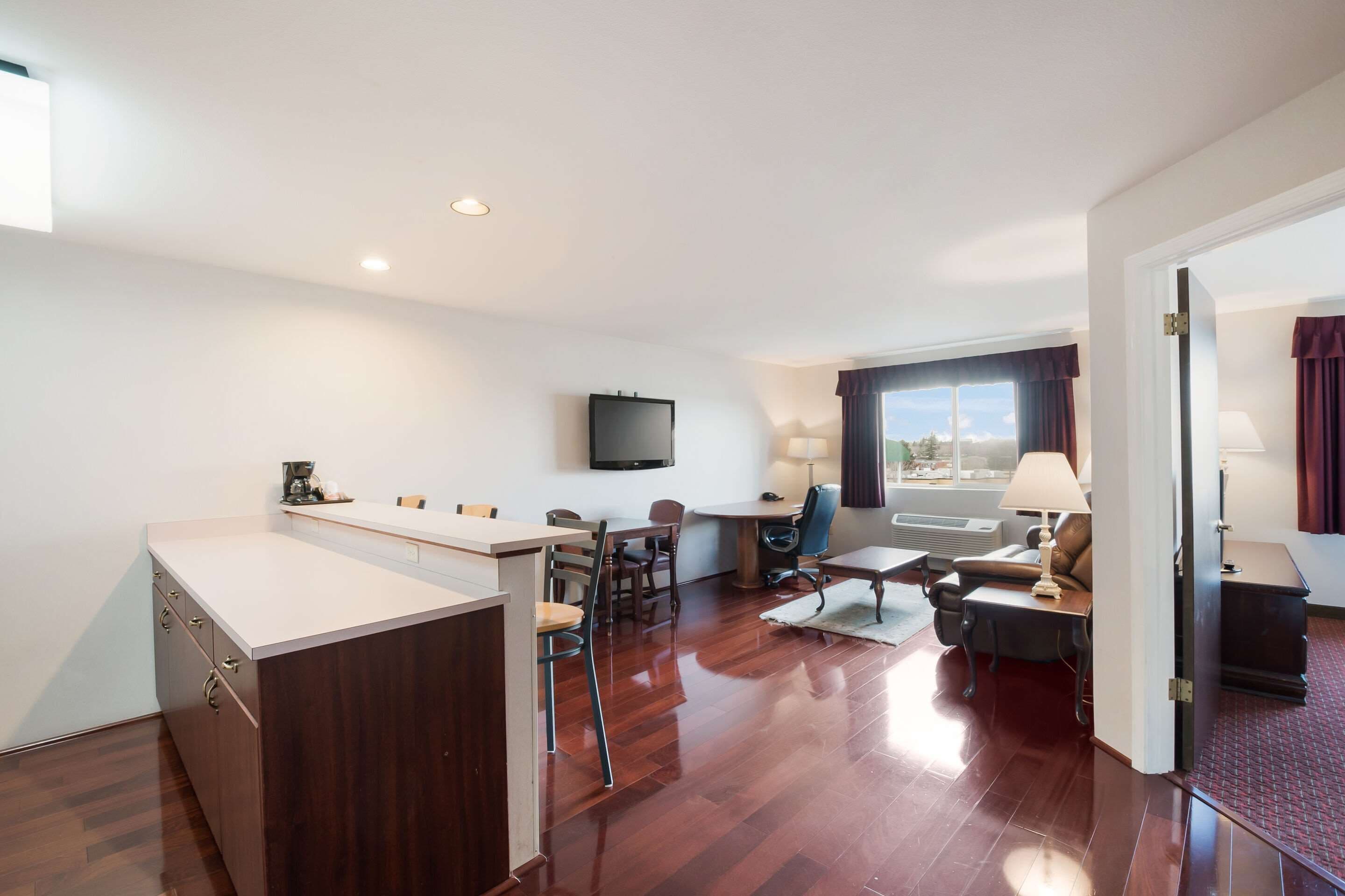 premium bedding, desk, laptop workspace, iron/ironing board