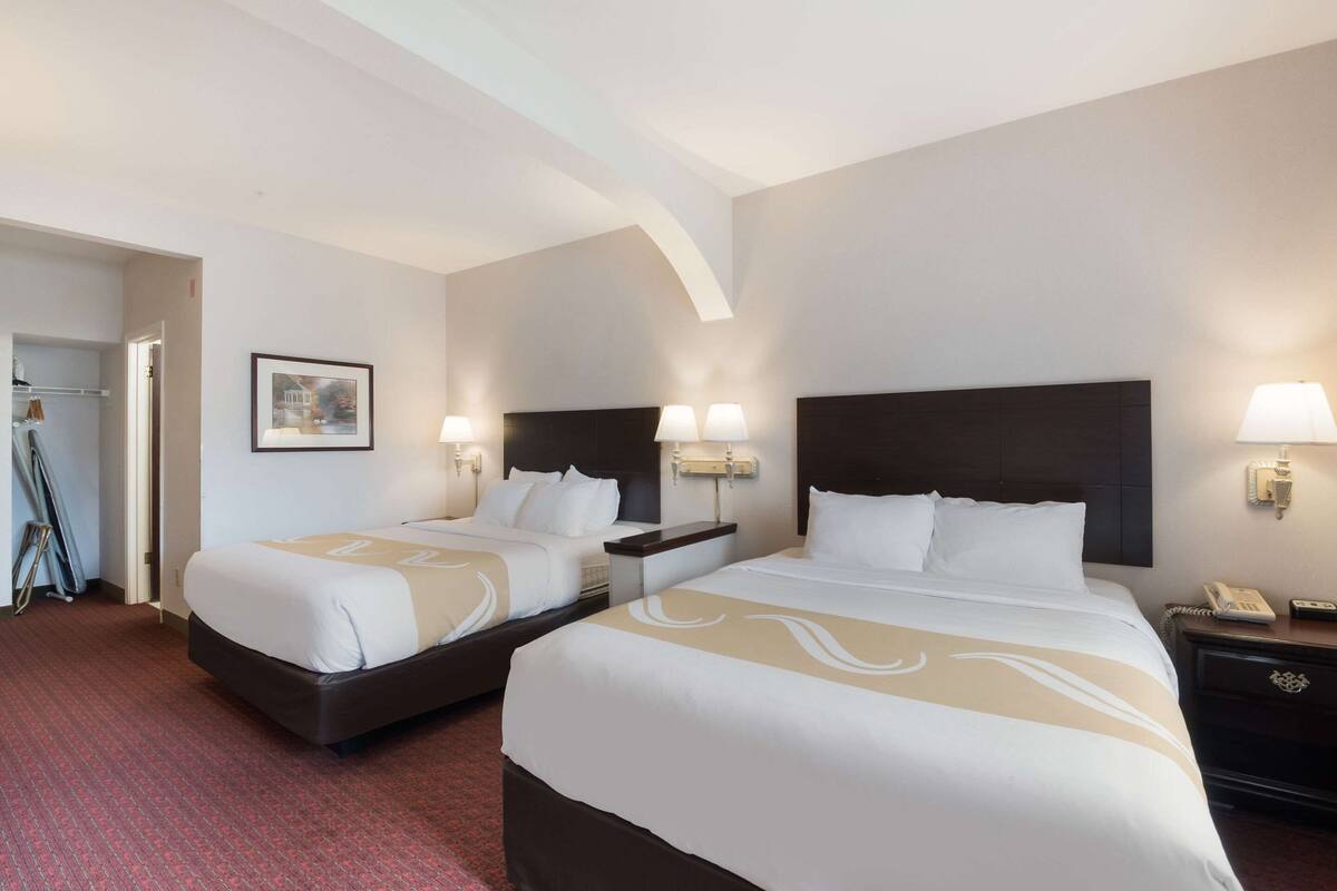 suite, 2 queen beds, non smoking | premium bedding, desk, laptop workspace, iron/ironing board