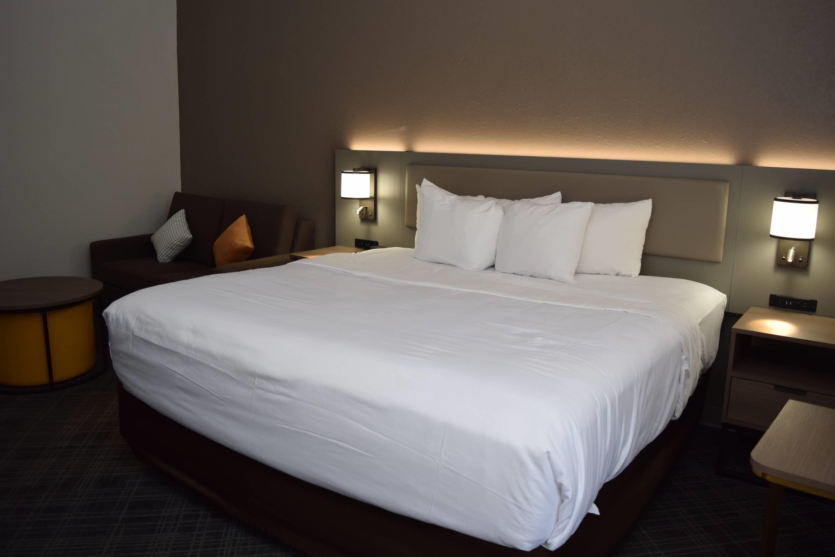 Suite, 1 King Bed with Sofa bed, Non Smoking (Upgrade) | Hypo-allergenic bedding, desk, laptop workspace, blackout drapes