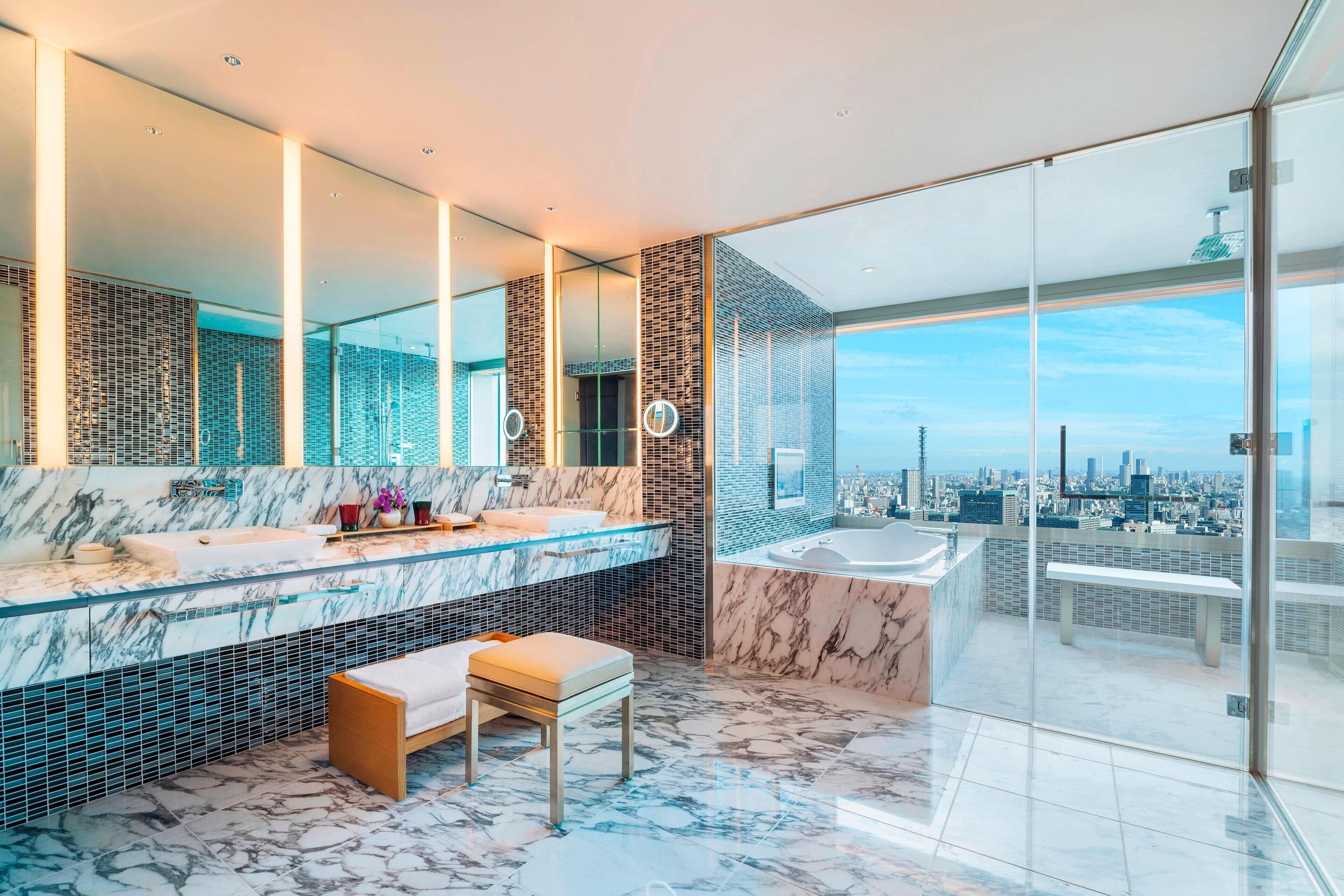 designers suite, non-smoking | bathroom | separate bathtub and shower, rainfall showerhead