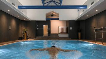 Indoor pool, open 7:00 AM to 9:00 PM, sun loungers