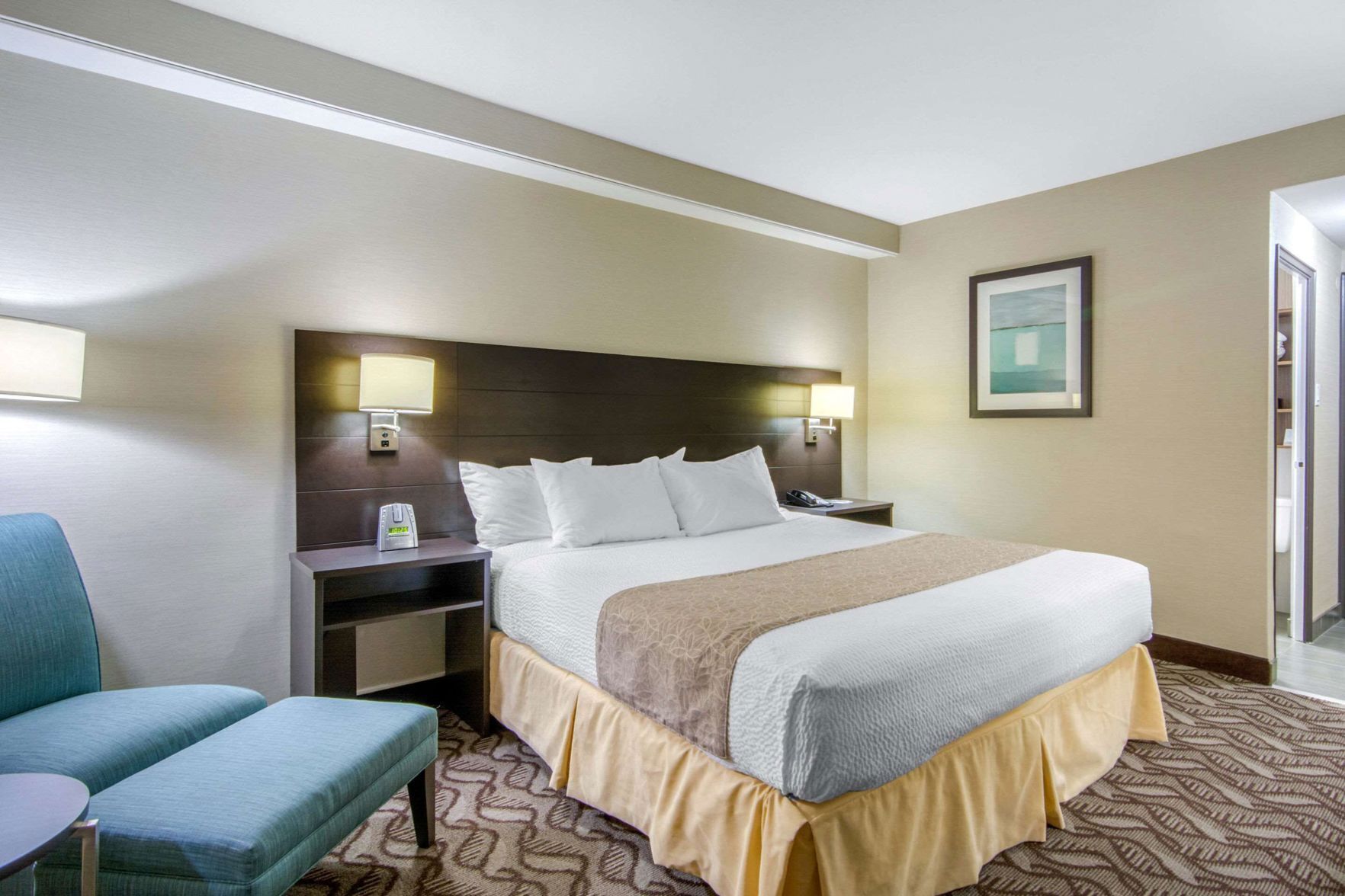 Pillowtop beds, desk, blackout drapes, iron/ironing board