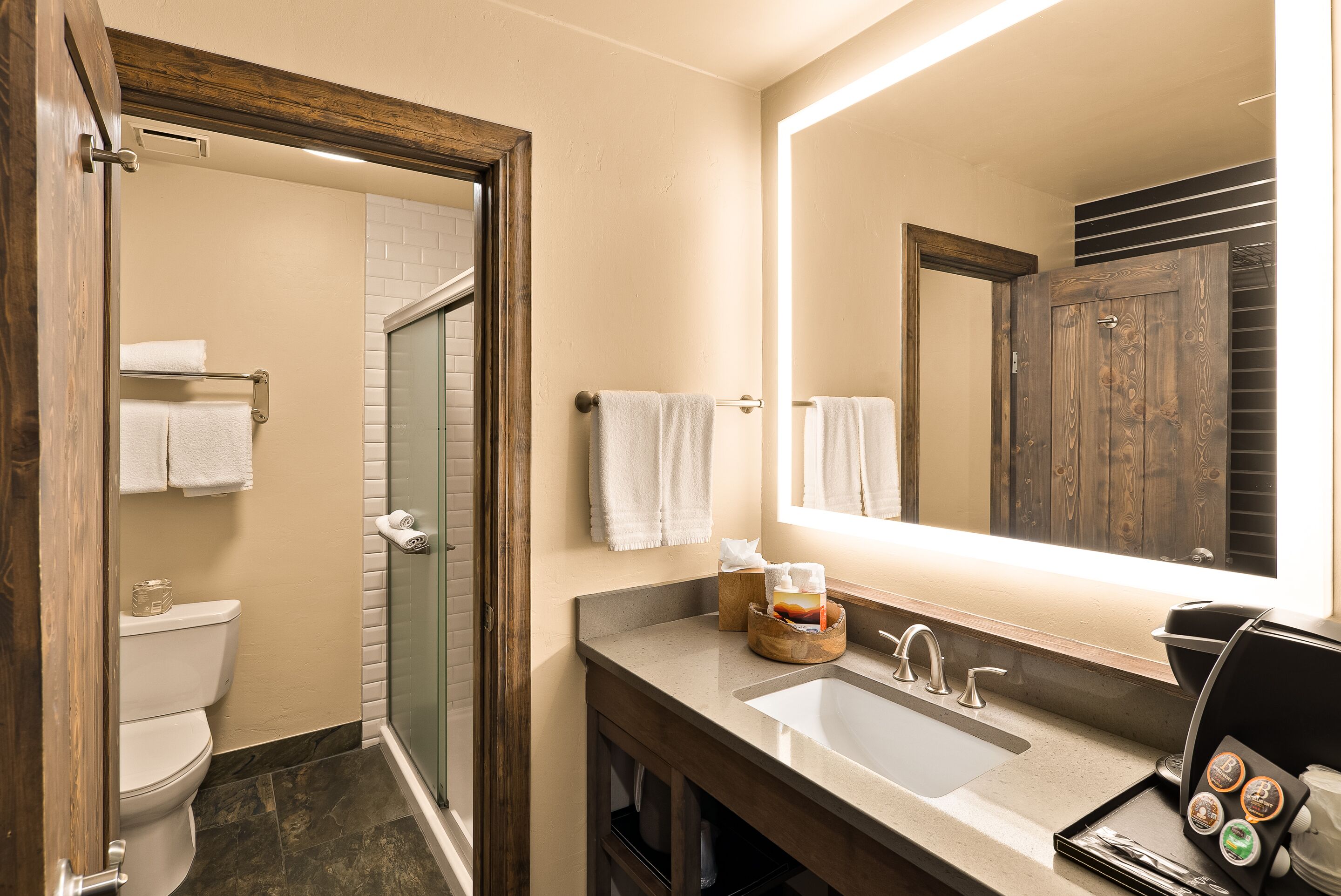 premium room, 1 king bed, mountain view (courtyard) | bathroom | shower, eco-friendly toiletries, hair dryer, towels