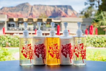 Shower, eco-friendly toiletries, hair dryer, towels at Arabella Hotel Sedona