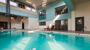 Indoor pool, open 8:00 AM to 10:00 PM, sun loungers