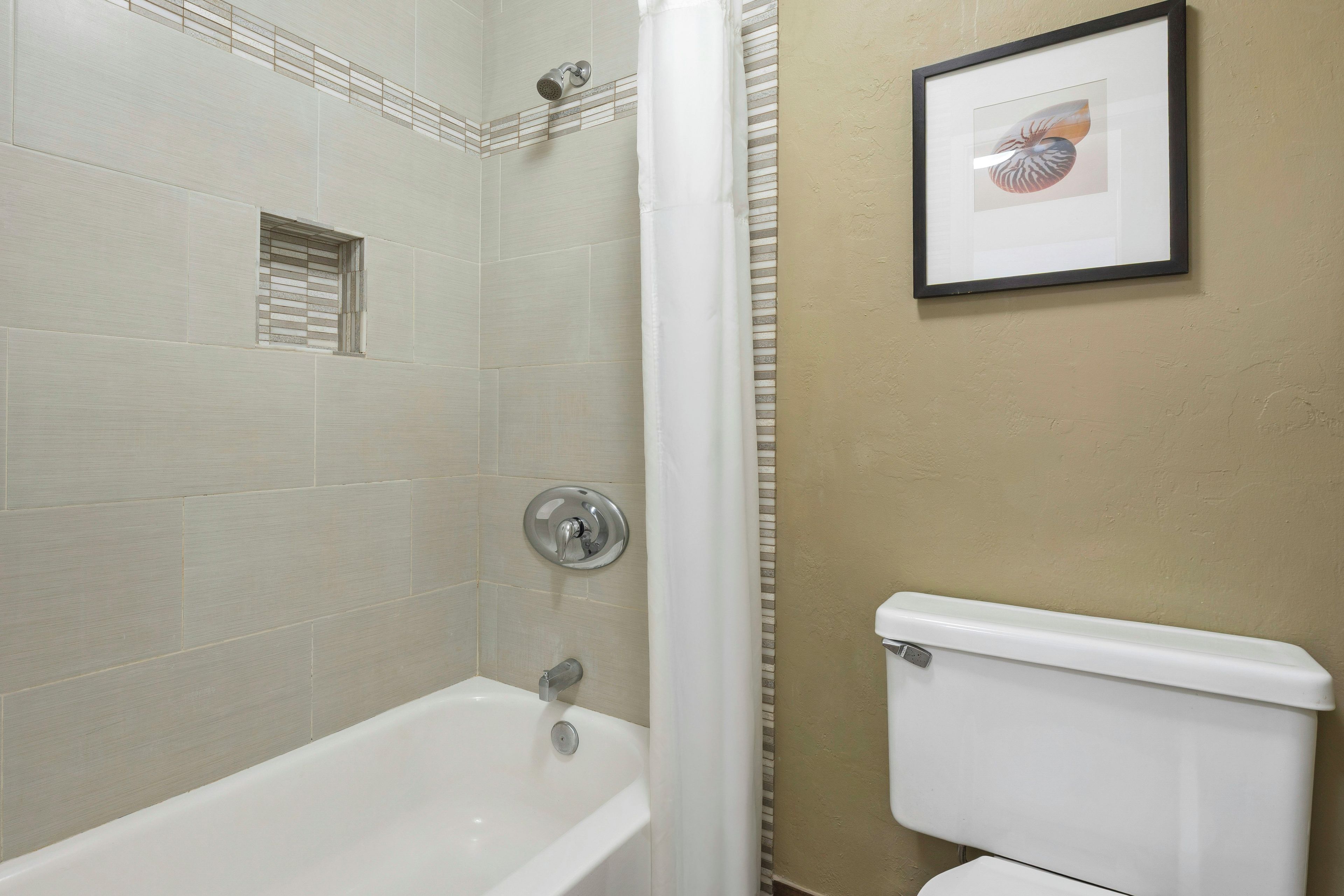 A bathroom with a bathtub, a toilet, and a shower.