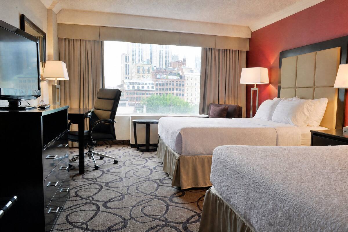 Standard Room, 2 Queen Beds (High Floor) | Hypo-allergenic bedding available, desk, iron/ironing board