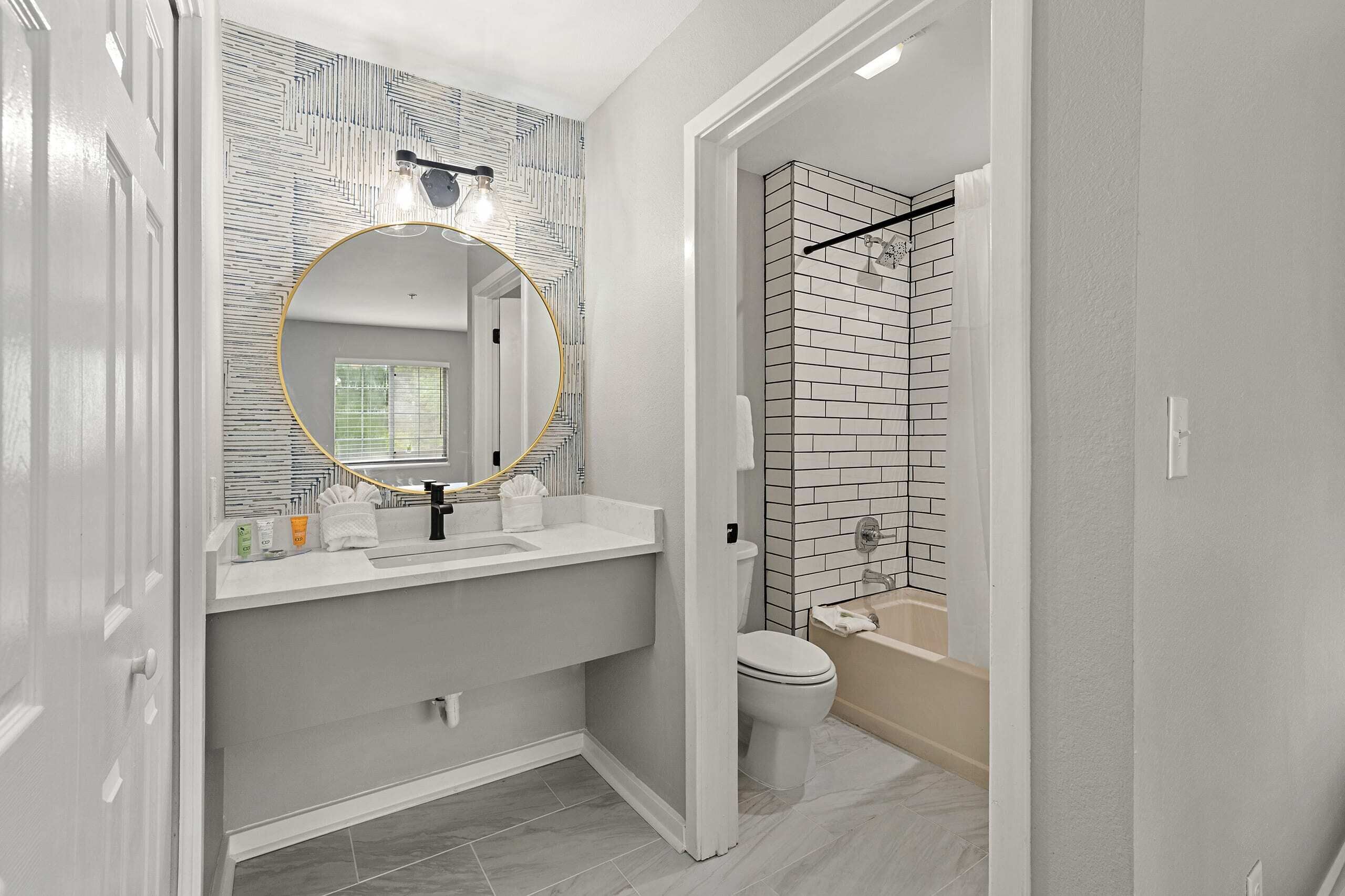 Eco-friendly toiletries, hair dryer, towels, soap