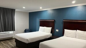 A hotel room with two beds, a desk, and a chair. - Super 8 by Wyndham Mesa Downtown Near Convention Center (Mesa)