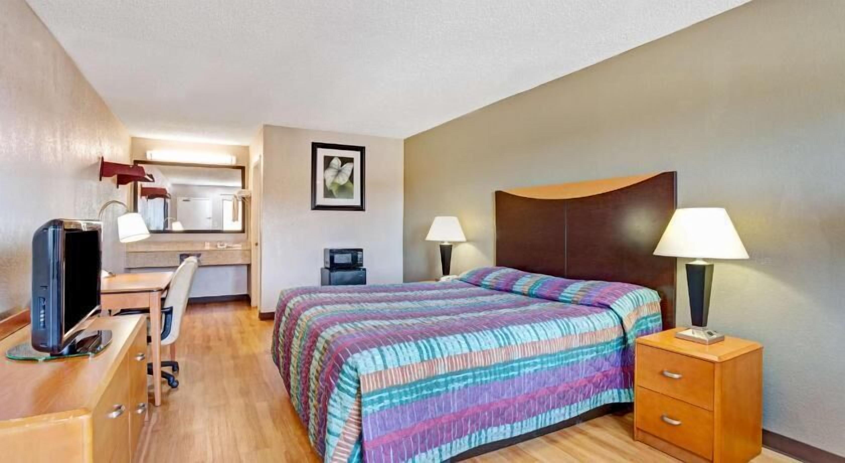 Blackout curtains, iron/ironing board, free WiFi, bed sheets