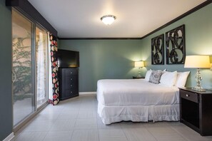 1 bedroom, desk, blackout curtains, iron/ironing board