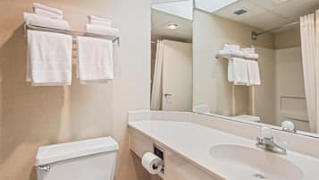 Free toiletries, hair dryer, towels