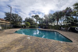 Outdoor pool, open 9:00 AM to 8:00 PM, sun loungers