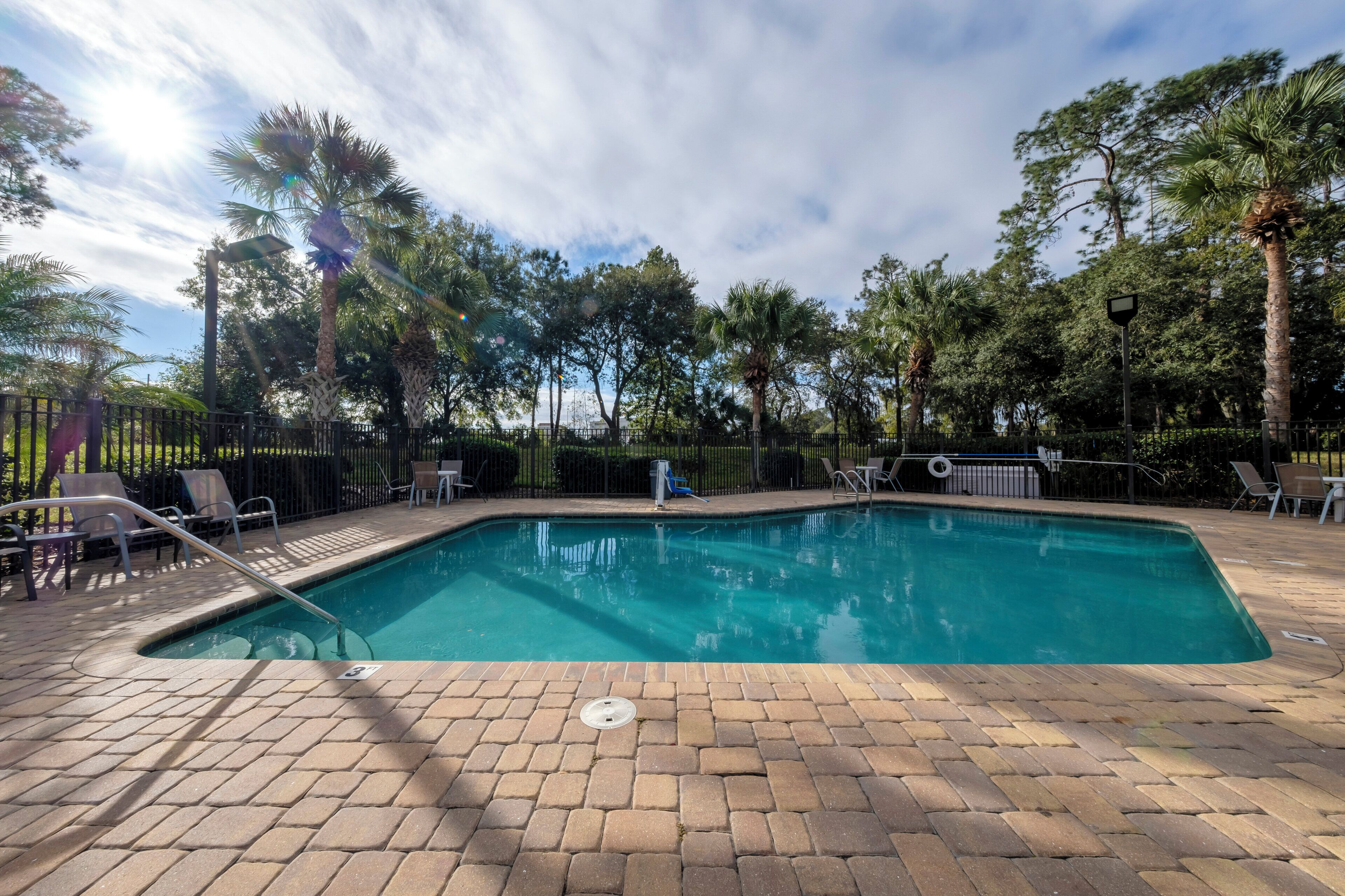 Outdoor pool, open 9:00 AM to 8:00 PM, sun loungers