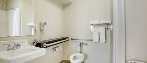 Eco-friendly toiletries, hair dryer, towels