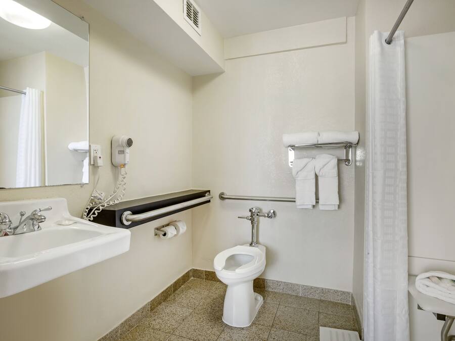 Eco-friendly toiletries, hair dryer, towels