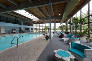 Indoor pool, outdoor pool, open 6:00 AM to 10:00 PM, pool loungers