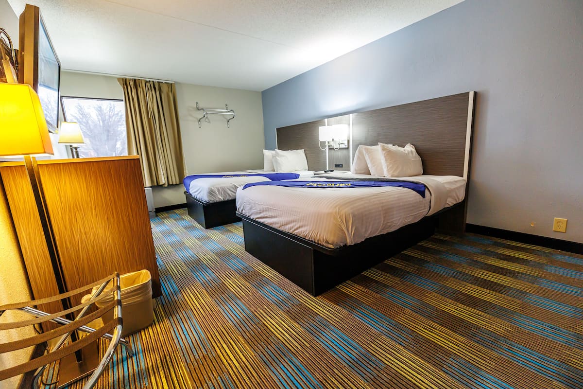 Premium bedding, desk, blackout curtains, iron/ironing board