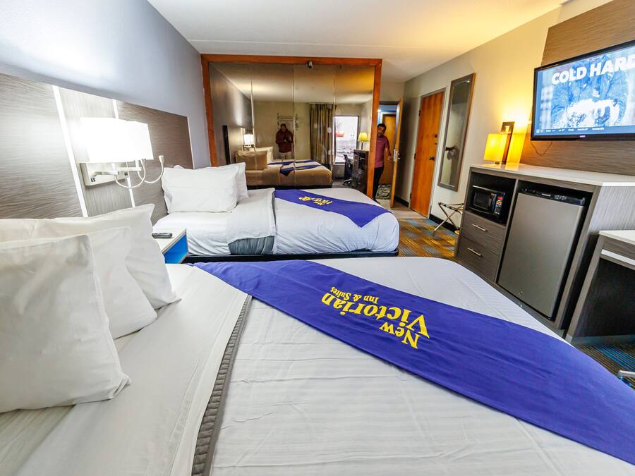 Premium bedding, desk, blackout drapes, iron/ironing board